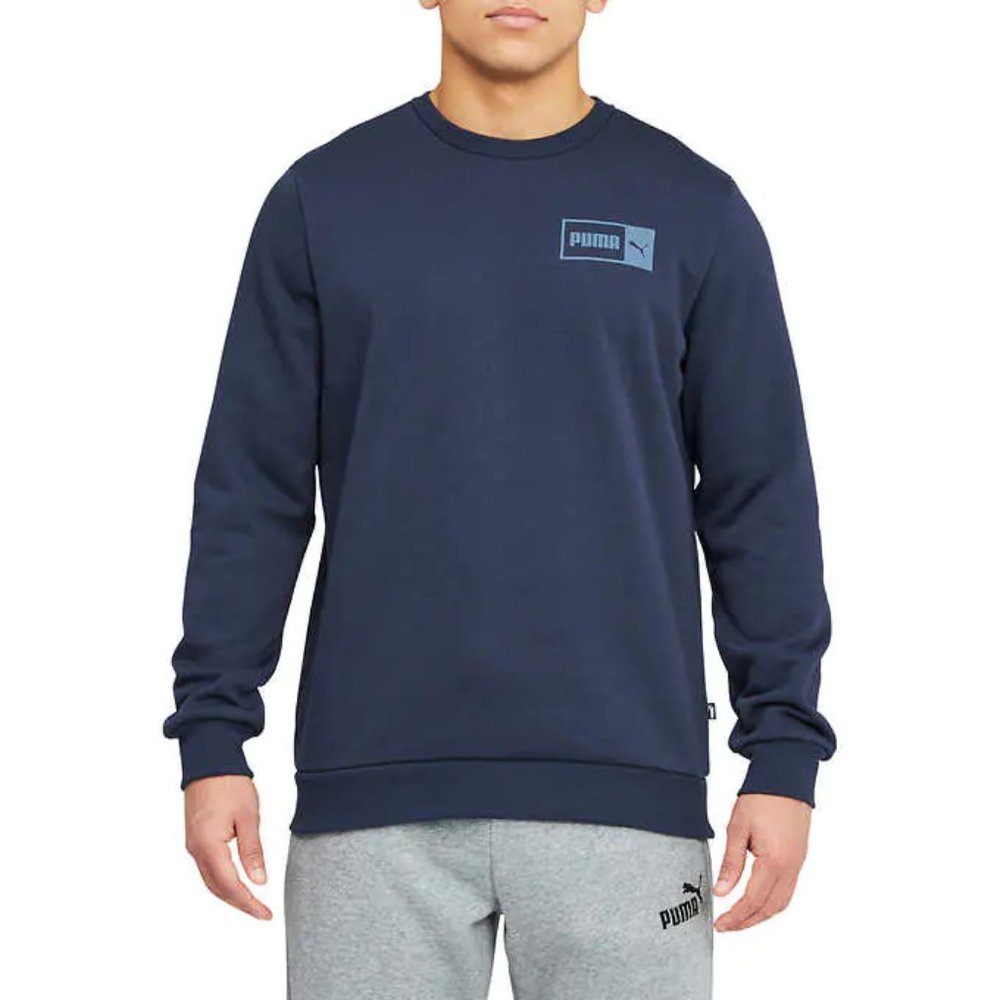 NWoT Puma Men's Crew Neck Fleece Pullover Logo Sweatshirt Navy Size M $40 CC162